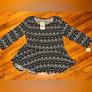 Nic and Zoe Geometric Statement Dress Shirt Business Casual Flare Skirt Bottom